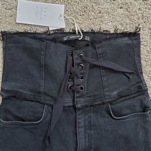 Zara TRF high waist corset jeans sz 38 NWT